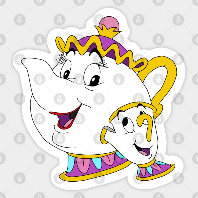 Mrs Potts and Chip Sticker by Megan Olivia